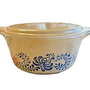 Vintage Pyrex Homestead Blue 2 1/2 Quart Casserole dish 475-B with matching lid